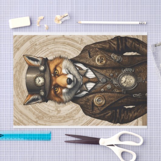 Unieke  Steampunk Fox Art Tissuepapier (Craft)