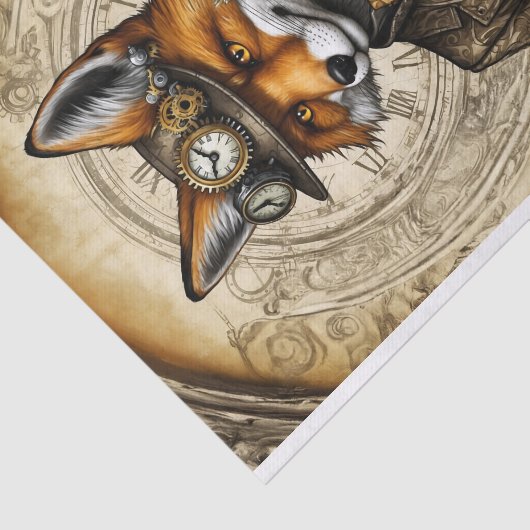 Unieke Steampunk Fox Tissuepapier (Detail)