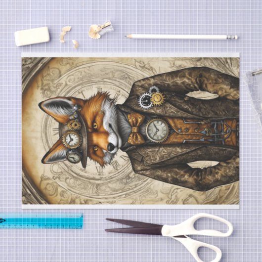 Unieke  Steampunk Fox Tissuepapier (Craft)