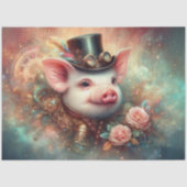 Unieke Steampunk Pig Portret Decoupage Tissuepapier (Voorkant)