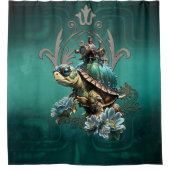 Unieke steampunk schildpad. douchegordijn (Voorkant)