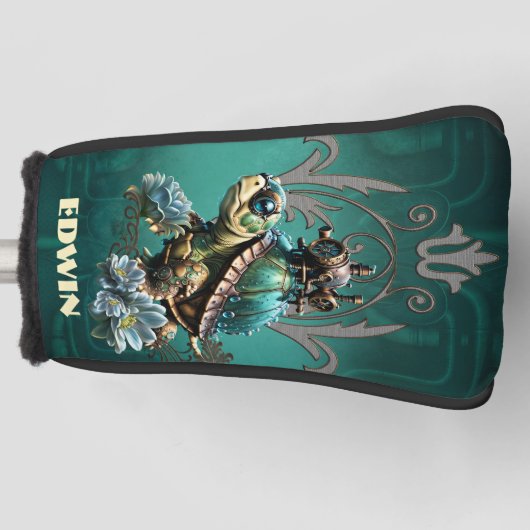 Unieke steampunk schildpad. golfheadcover (Voorkant)