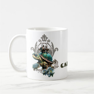 Unieke steampunk schildpad. koffiemok