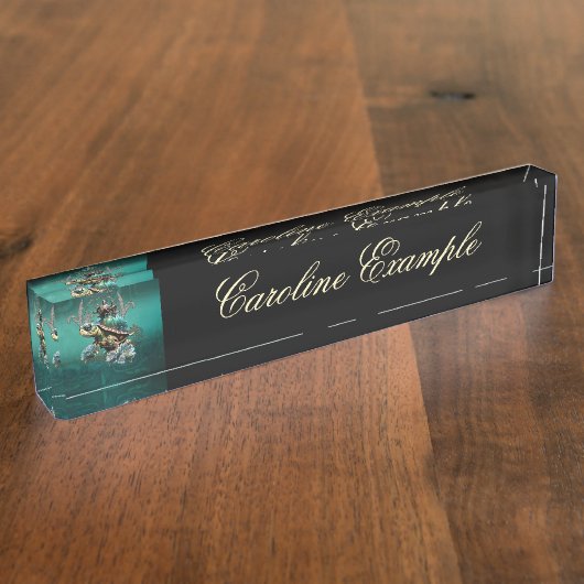 Unieke steampunk schildpad. naambordje (Zijkant)