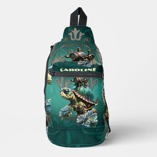 Unieke steampunk schildpad. sling bag (Voorkant)