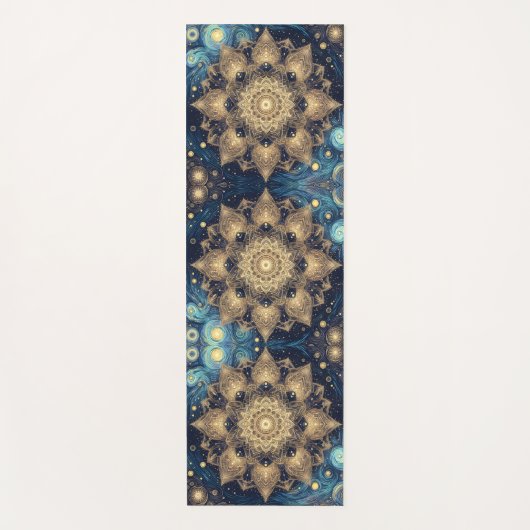 Unieke Sterrennacht Nebula Gold Mandala Art Yogamat (Voorkant)