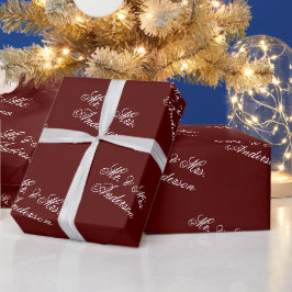 Unieke stijlvolle aangepaste tekstpatroon donkerro cadeaupapier