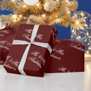 Unieke stijlvolle aangepaste tekstpatroon donkerro cadeaupapier