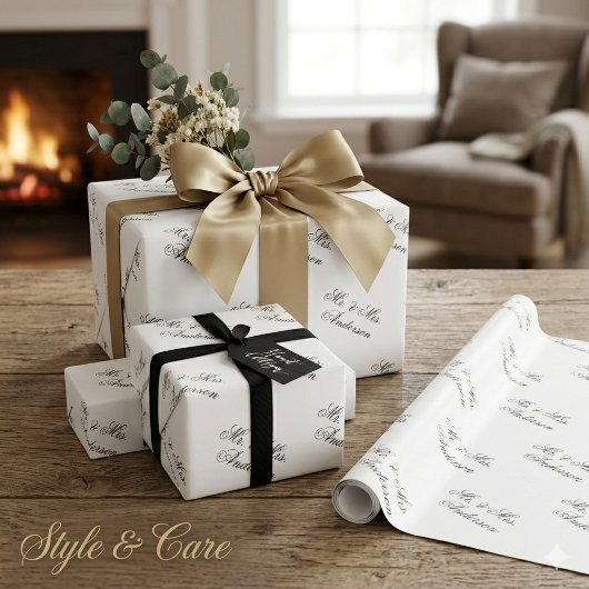 Unieke stijlvolle aangepaste tekstpatroon wit cadeaupapier