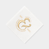 Unieke stijlvolle bruid bruidegom namen goud folie servetten (Rechts)
