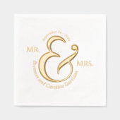 Unieke stijlvolle bruid bruidegom namen goud folie servetten (Voorkant)
