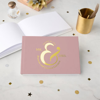 Unieke stijlvolle bruid bruidegom namen goud gastenboek
