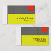 Unieke, stijlvolle, gele rode, grijze, moderne pla visitekaartje (Voorkant / Achterkant)