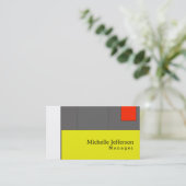 Unieke, stijlvolle, gele rode, grijze, moderne pla visitekaartje (Staand voorkant)