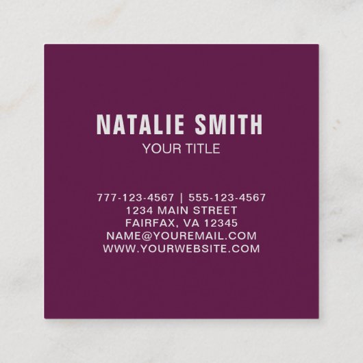 Unieke Stijlvolle Kleurrijke Professionele QR Code Vierkante Visitekaartje (Achterkant)