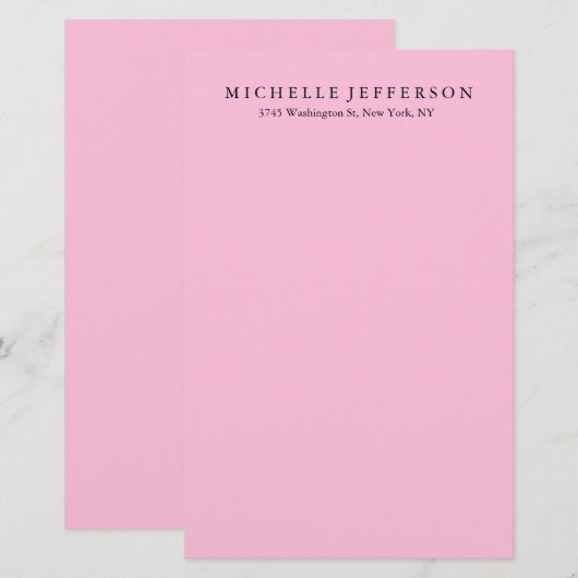 Unieke stijlvolle moderne elegante roze briefpapier (Voorkant / Achterkant)