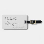 Unieke Stijlvolle Moderne Gewone Kalligrafie Grijs Bagagelabel (Voorkant horizontaal)