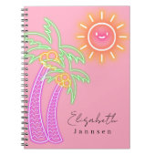 Unieke stijlvolle moderne palmboom en zon notitieboek (Voorkant)