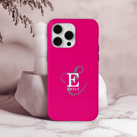 Unieke Stijlvolle Monogram Typografie Hot Pink Case-Mate iPhone Case
