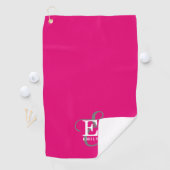 Unieke Stijlvolle Monogram Typografie Hot Pink Golfhanddoek (Insitu)