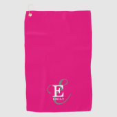 Unieke Stijlvolle Monogram Typografie Hot Pink Golfhanddoek (Voorkant)