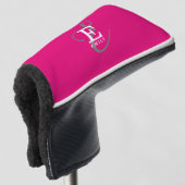 Unieke Stijlvolle Monogram Typografie Hot Pink Golfheadcover (3/4 voorkant)