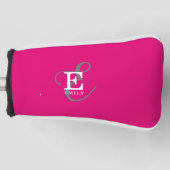 Unieke Stijlvolle Monogram Typografie Hot Pink Golfheadcover (Voorkant)