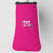Unieke Stijlvolle Monogram Typografie Hot Pink Golfheadcover (Draai 90)