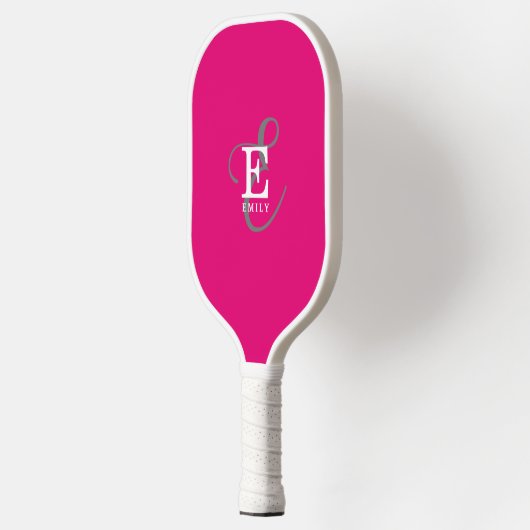 Unieke Stijlvolle Monogram Typografie Hot Pink Pickleball Paddle (Links)