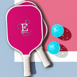 Unieke Stijlvolle Monogram Typografie Hot Pink Pickleball Paddle<br><div class="desc">Dit prachtige pickball paddle-ontwerp heeft een stijlvolle weergave van jouw naam en monogram met klassieke series en een meer scripttypografie in een evenwichtige symmetrie. De drie elementen gaan samen met een verfijnde harmonie en creëer je eigen persoonlijke branding logo. Hier getoond met een trendy hete roze achtergrond met monogram elementen...</div>