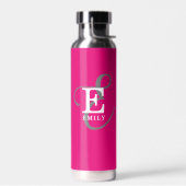 Unieke Stijlvolle Monogram Typografie Hot Pink Waterfles (Links)