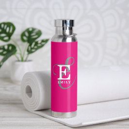 Unieke Stijlvolle Monogram Typografie Hot Pink Waterfles
