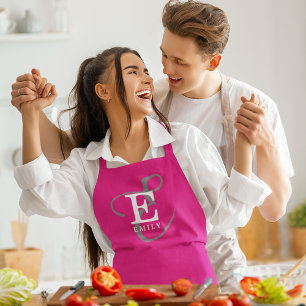 Unieke stijlvolle monogramtypografie heet roze schort