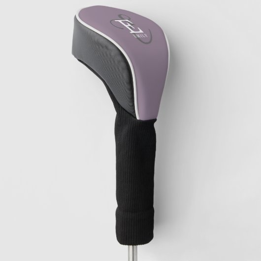 Unieke stijlvolle naam en monogram typografie Paar Golfheadcover (Schuin)