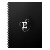 Unieke Stijlvolle Naam en Monogram Typografie Zwar Notitieboek (Voorkant)