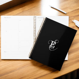 Unieke Stijlvolle Naam en Monogram Typografie Zwar Planner