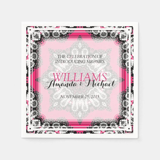 Unieke stijlvolle, roze, zwarte bruiloft, luiers servet (Voorkant)