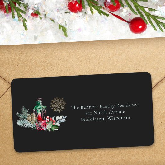 Unieke stijlvolle script kerst retouradres etiket