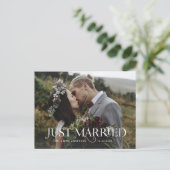 Unieke stijlvolle tekst en foto | Just Married Briefkaart (Staand voorkant)