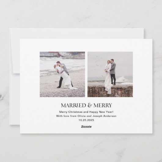 Unieke stijlvolle tekst en foto's | Getrouwd en vr Feestdagenkaart (Achterkant)