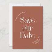 Unieke stijlvolle typografie terracotta foto save the date (Voorkant)