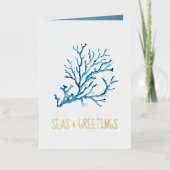 Unieke Strand Kerst Kaarten Waterverf Zee Koraal (Voorkant)