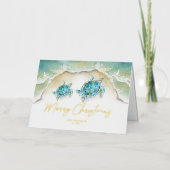 Unieke Strand Kerst Kaarten Waterverf Zee Schildpa (Voorkant)