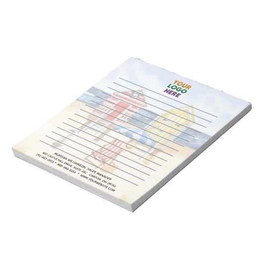 Unieke strandhutten Corporate Logo Lined Notitieblok (Linkerzijde)