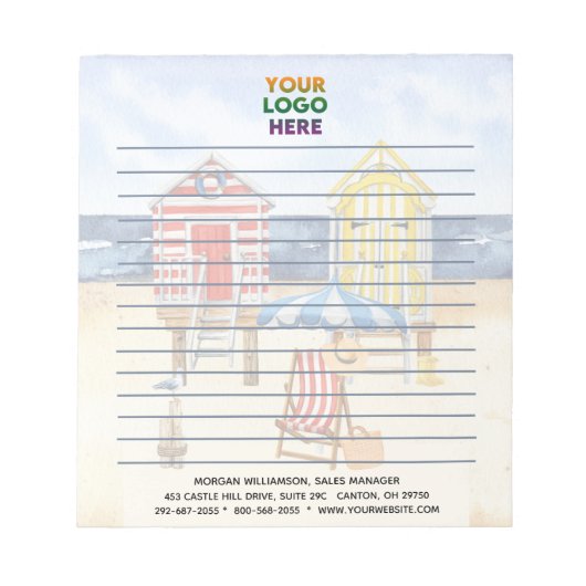 Unieke strandhutten Corporate Logo Lined Notitieblok (Voorkant)