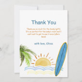 Unieke Sunshine Tropical Surfing Baby shower Bedankkaart (Voorkant)