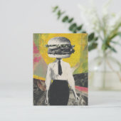 Unieke Surrealistische Cheeseburger Vrouw Briefkaart (Staand voorkant)