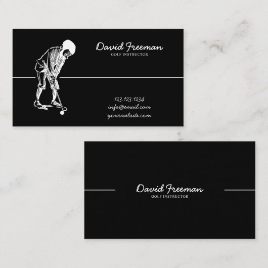 Unieke Swing Golfer Black Golf Instructor Visitekaartje (Voorkant / Achterkant)