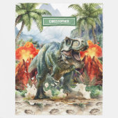 Unieke T-Rex Deken Gepersonaliseerde Naam Jongens (Voorkant)