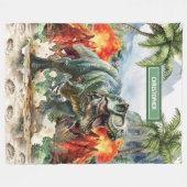 Unieke T-Rex Deken Gepersonaliseerde Naam Jongens (Voorkant (Horizontaal))